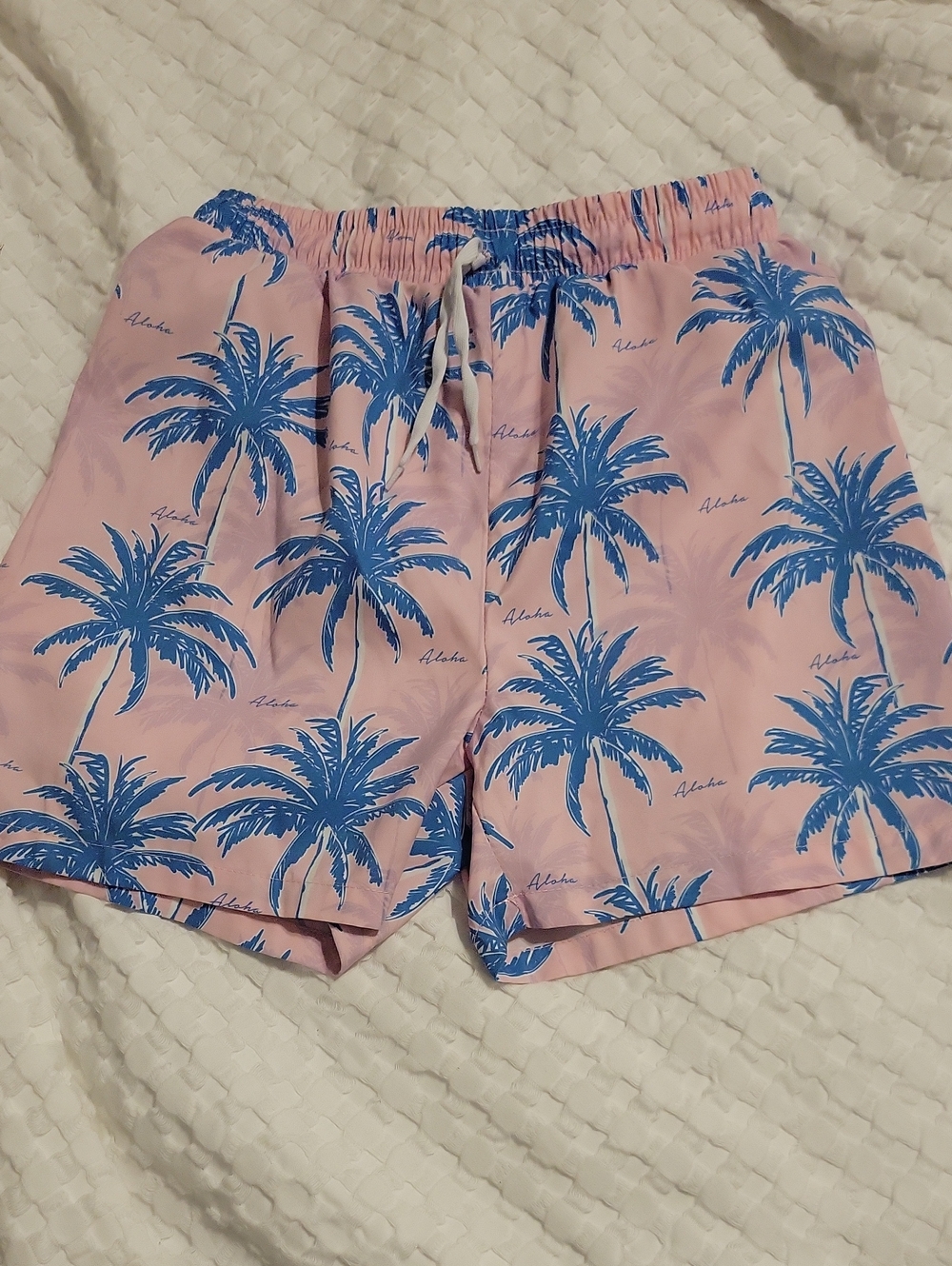 Boys Pink Palm Print Swim Shorts